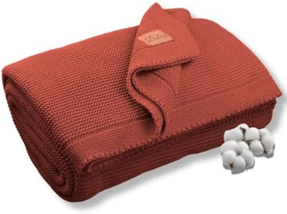 Dalisa Alina GOTS Organic Cotton Throw Blanket, Amberglow, 80x90 in