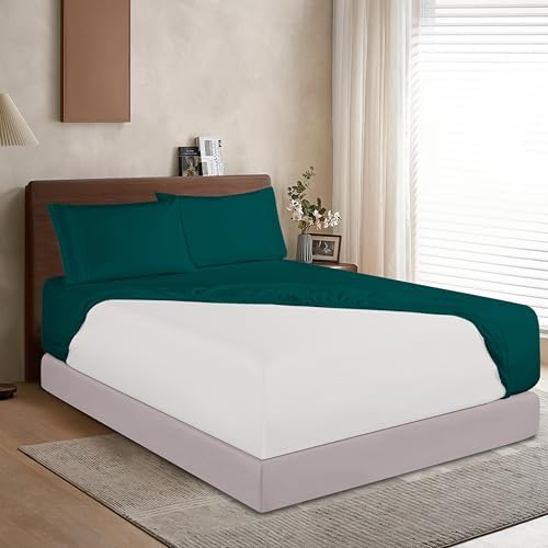 Elegant Comfort 1500 Premium Hotel Quality 18-24 Inches Deep - Extra Deep Pocket Single Fitted Sheet for High Mattress, Luxury and Softest, Smart Pocket - Wrinkle Free, California King, Marine Teal