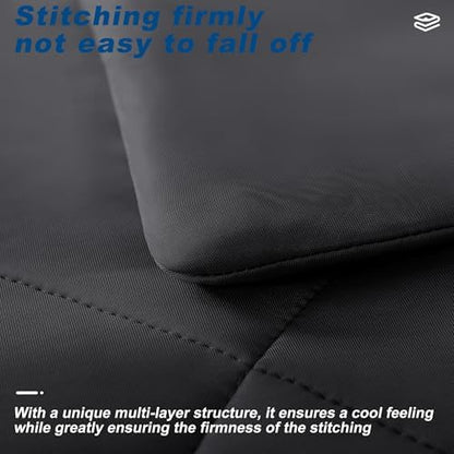 Cooling Comforter Twin Size, Double-Sided Cold Tech Fabric Quilted Bed Comforters Cooling Blanket for Hot Sleepers, Breathable Lightweight Summer Bedding, All-Season Ice Blanket, Black