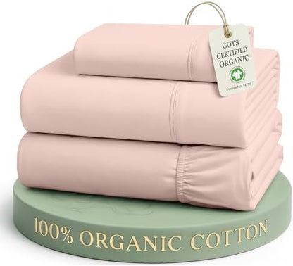 LANE LINEN Twin XL Sheet Set 100% Organic Cotton Percale Soft - Sepia Rose