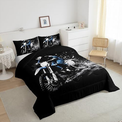 Feelyou Dirt Bike Comforter Set Toddler Size Racing Themed Dirt Bike