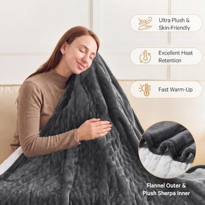 Heated Electric Throw Blanket,Heating Blanket, 50" x 60", Slate Grey