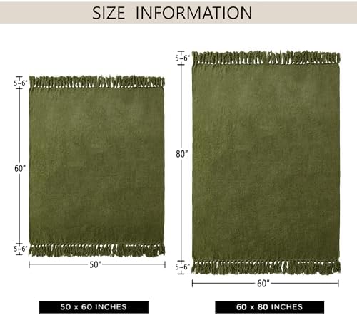 Chenille Throw Blanket for Couch 60" x 80" Twin, Olive Green