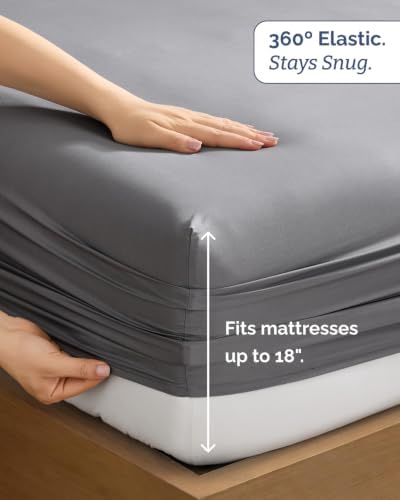 100% Rayon Derived from Bamboo Sheets - Split Head King - Dark Grey