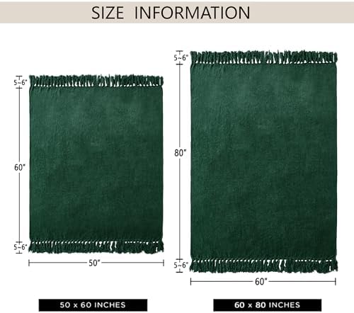 Chenille Throw Blanket for Couch 60" x 80" Twin, Dark Green