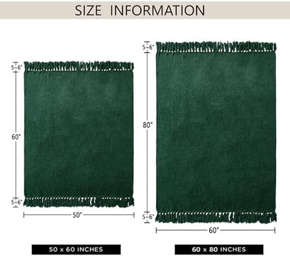 Chenille Throw Blanket for Couch 60" x 80" Twin, Dark Green