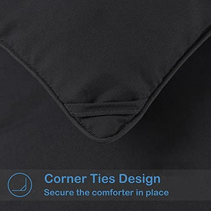 EASELAND Oversized King Down Alternative Comforter, Black, 98x116