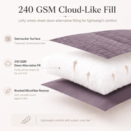 CozyLux Twin XL Comforter Set 5 Pieces Dusty Purple Seersucker Bed in a Bag