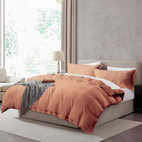 Hearth & Harbor Prewashed Full Duvet Cover Set, Rust