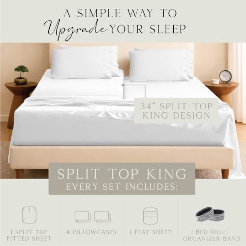 KARISSA MAE 6 Piece Luxury Bamboo Viscose 34" Split Top King Size Sheet Set