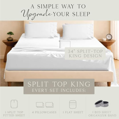 KARISSA MAE 6 Piece Luxury Bamboo Viscose 34" Split Top King Size Sheet Set