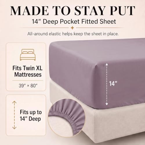 CozyLux Twin XL Comforter Dusty Purple, 5 Pieces Bed in a Bag