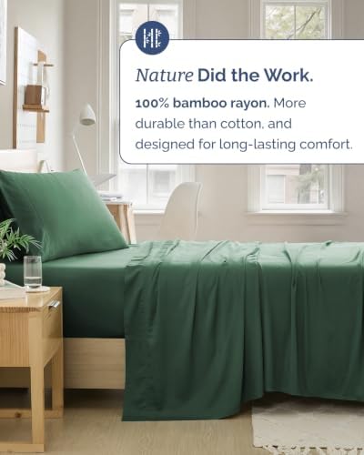 100% Rayon Derived From Bamboo - Bamboo Sheets Twin XL Size - Emerald Green