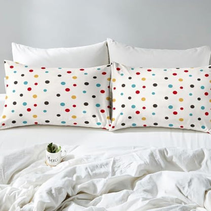Kawaii Comforter Cover Set, Color Dots Bedding Set for Kids Girls Kawaii Room Decor, Music Notes Print Decor Cute Cartoon Duvet Cover, Soft Microfiber Reversible Bedding Comforter, Full Size
