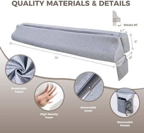 Bed Wedge Gap Filler Twin Size, Wedge Pillow for Headboard Gap, 39×10×6 in