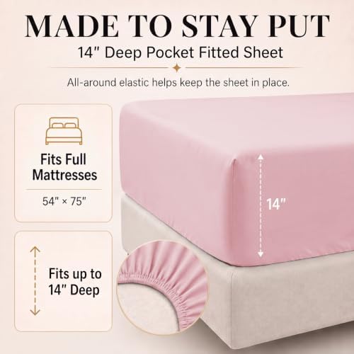CozyLux Full Size Comforter Set Pink, 7 Pieces Bed in a Bag