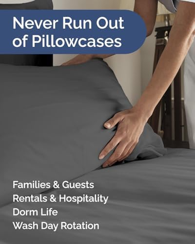 Queen Pillow Cases Set of 10 - Ultra Soft Pillowcase Covers - Charcoal