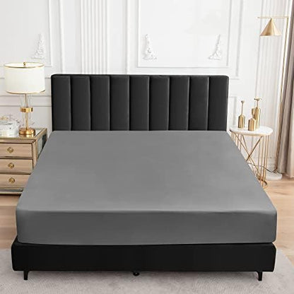 Sufdari Twin XL Mattress Protector,Waterproof Mattress Protector,Fitted Sheet Style Mattress Cover with 18" Deep Pocket,Washable and Comfortable-Gray,Twin XL