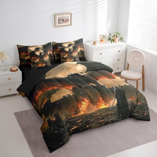 Feelyou Medieval Fantasy Dragon Comforter Set with Sheets 7 Piece Twin