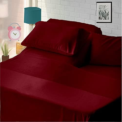 1 PC Top Split King Fitted Sheet for Adjustable beds, 34" Split, Burgundy
