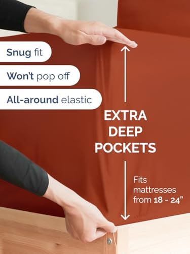 CGK Linens Extra Deep Cal King Fitted Sheet Only - Terracotta