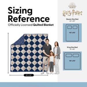 Harry Potter Herald Call Full/Queen Quilted Throw Blanket Adults Boys Girls, Soft Lightweight Bedding for Bed, or Couch, 90 x 90 inches