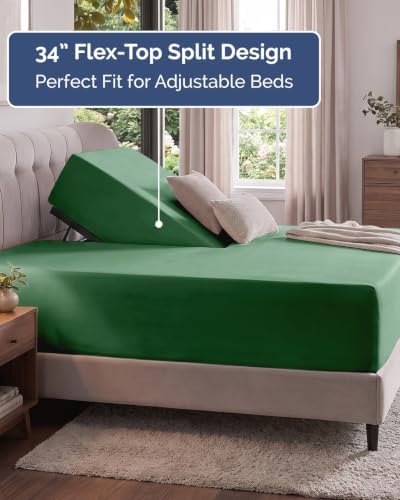 CGK Linens Extra Deep Flex Top Split Head King Fitted Sheet - Emerald Green