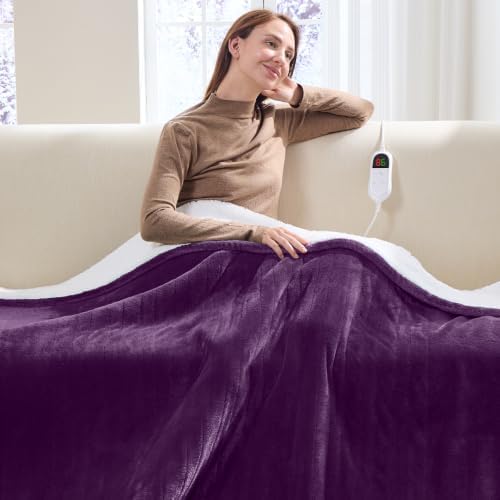 Heated Electric Blanket Twin, Heating Blanket, 62" x 84", Lavender
