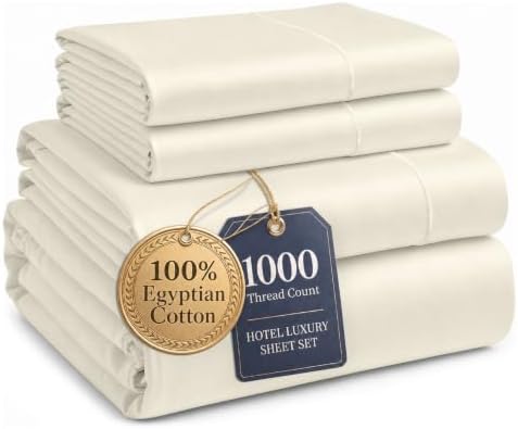 LANE LINEN Fullsize Sheets Set 100% Egyptian Cotton Sateen - Ivory