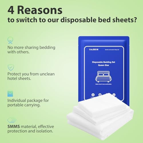 2 Pack Disposable Bed Sheet Queen Size, Disposable Sheet for Travel