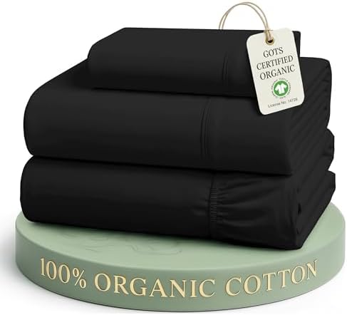LANE LINEN Twin XL Sheets 100% Organic Cotton Soft 3pc Percale - Black