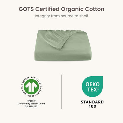 Bioweaves 100% Organic Cotton 1 Full Size Fitted Sheet Only | 300 Thread Count Sateen Weave GOTS Certified with Deep Pocket - Basil