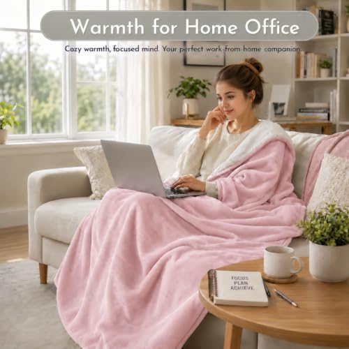 Electric Heated Blanket 84"x90" Queen Size, Light Pink