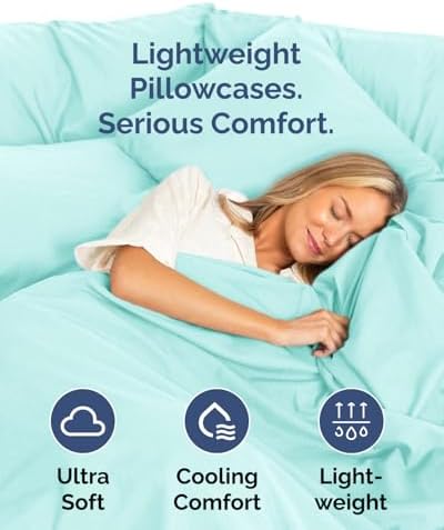 King Standard Pillow Cases Set of 6 - Soft Pillowcase Covers - Spa Blue