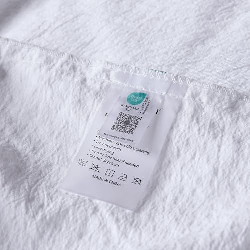 WDCOZY White Queen Size Jacquard Duvet Cover Set with Zipper Closure, Modern Washed Soft Striped Bedding, Textured Seersucker Like Cotton Linen, 1 Duvet Cover and 2 Pillow Shams, No Comforter