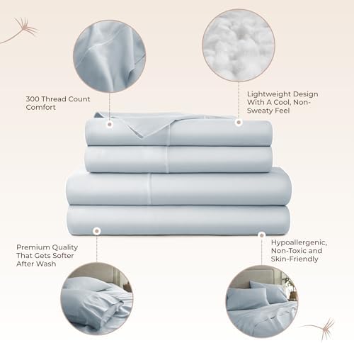 Whisper Organics 100% Organic Cotton Bed Sheets with Deep Pocket 4 Pc. Set