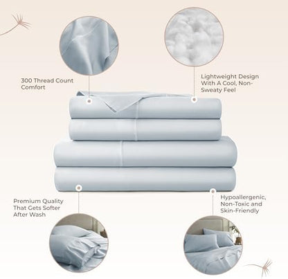 Whisper Organics 100% Organic Cotton Bed Sheets with Deep Pocket 4 Pc. Set