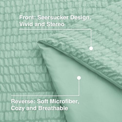 Love's cabin Seersucker Light Green Twin XL Comforter Set