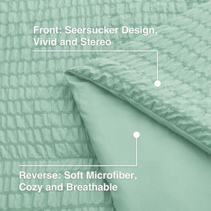 Love's cabin Seersucker Light Green Twin XL Comforter Set