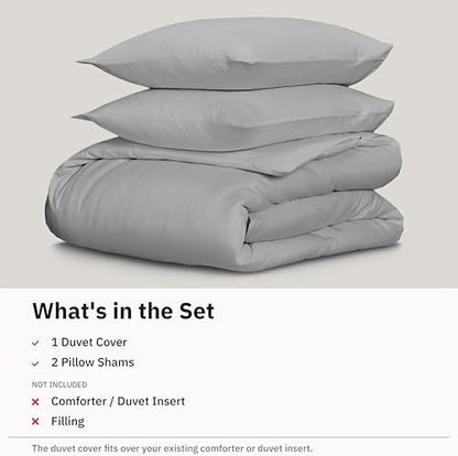 California Design Den Luxury Duvet Cover Set Oversized King, Light Grey