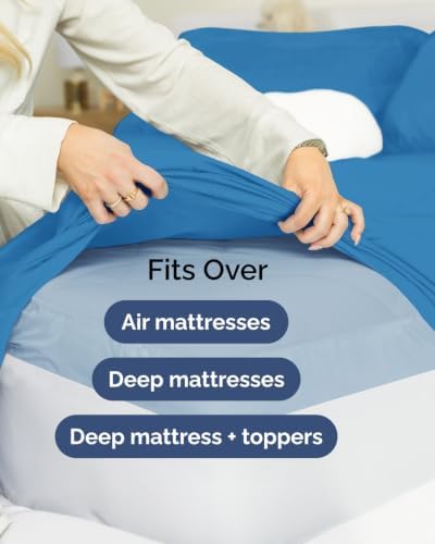 Extra Deep Flex Top Split Head King Sheet Set - 6pc Sheets - Denim Blue