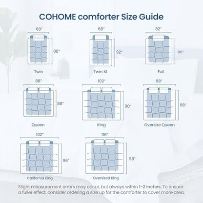 COHOME Twin/Twin XL Size Comforter, All-Season Quilted Down Alternative Duvet Insert, Luxury Hotel GentleSoft Comforter with Anti-Clump Tech & 8 Tabs - Reversible - Aqua 64x88 inches