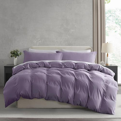 Hearth & Harbor Prewashed California King Duvet Cover Set, Grayish Purple