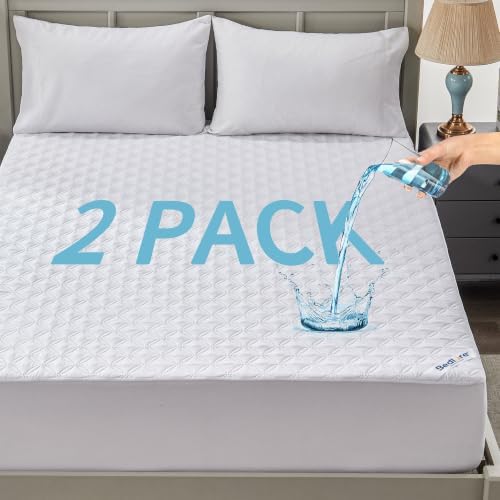BEDLORE 2 Pack Waterproof Mattress Protector, Cal King Size Mattress Pad