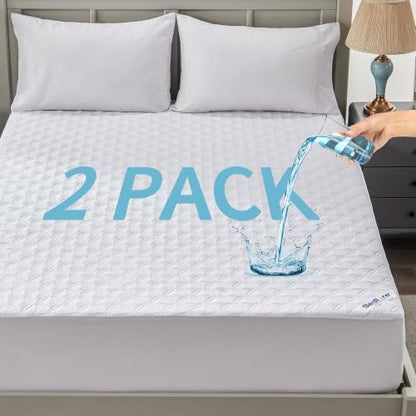 BEDLORE 2 Pack Waterproof Mattress Protector, King Size Mattress Pad