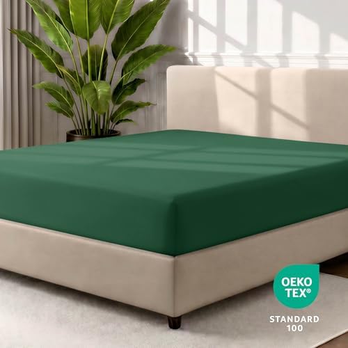 Bare Home Full Fitted Sheet - 1800 Ultra-Soft (Full, Forest Green)