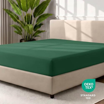 Bare Home Full Fitted Sheet - 1800 Ultra-Soft (Full, Forest Green)