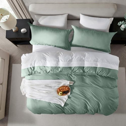 Hearth & Harbor Prewashed Full Duvet Cover Set, Sage Green
