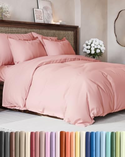 Duvet Cover Cal King Size - 3 Piece with Zipper Closure - Baby Pink