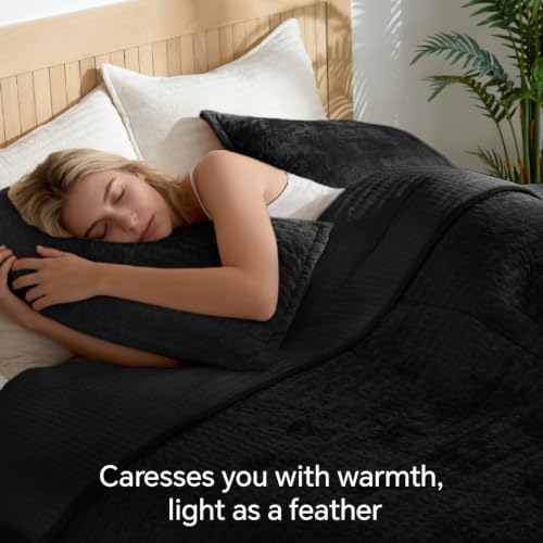 BEDELITE Velvet Quilt Set King Size, Luxury Velvet Comforter Bedding